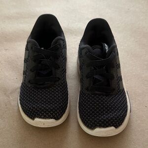 Adidas Black and Gray Sneakers with Blue Accent